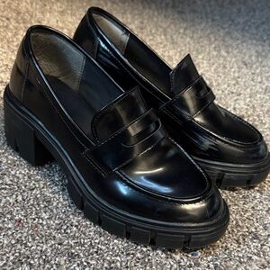 Black Chunky Loafers for Women
